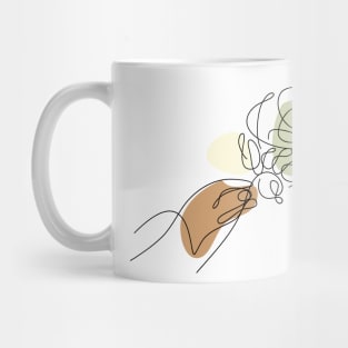 Flower Bouquet Shape Minimalist Line Art Drawing Mug